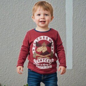 Hatley Moose Axe Throwing Contest Long Sleeve T-Shirt 2T